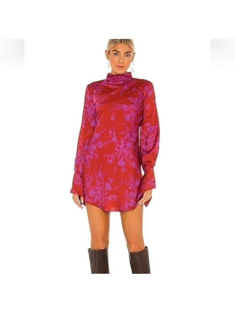 Free People Red Lavender Aries Mini Dress Extra Small